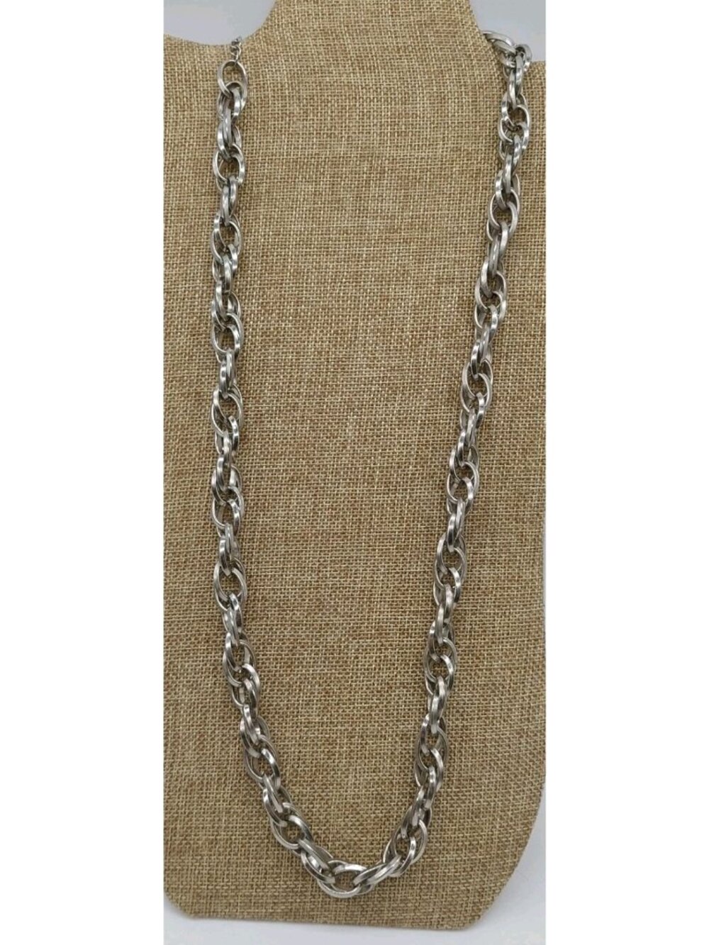 Charming Link Silver Tone Chain Necklace Lobster Clasp